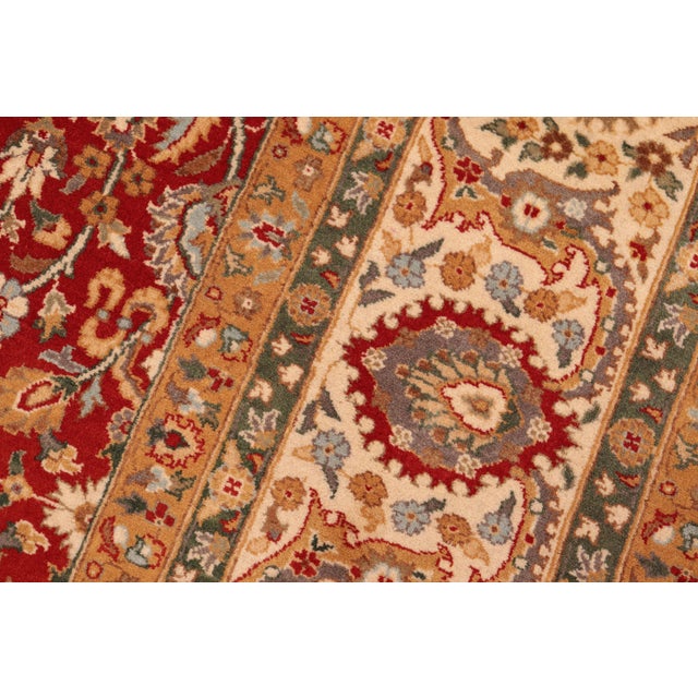 1990s Shabby Chic 1990's Floral Pak-Persian Red/Beige Wool Rug - 6'1'' X 9'2'' For Sale - Image 5 of 9
