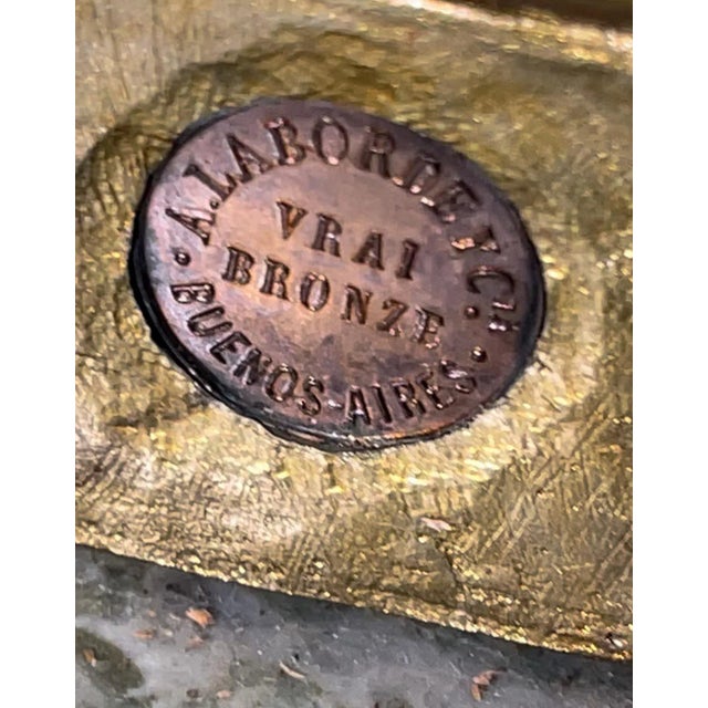 Stone Antique French Gilt Bronze & Marble Inkwell For Sale - Image 7 of 8