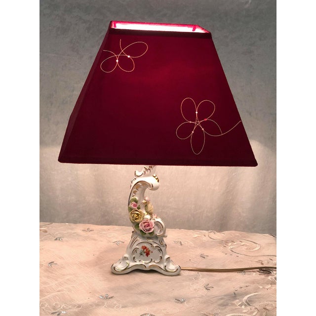 Porcelain Table Lamp with Fabric Shade from AK Kaiser, 1960s For Sale - Image 9 of 10