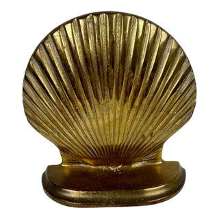 Mid-Century Modern Brass Sea Shell Bookend (Single) For Sale