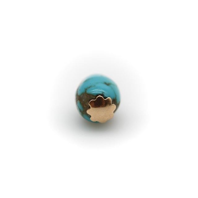 Late 19th Century 14k Gold Victorian Turquoise Bead With Matrix For Sale In Los Angeles - Image 6 of 9