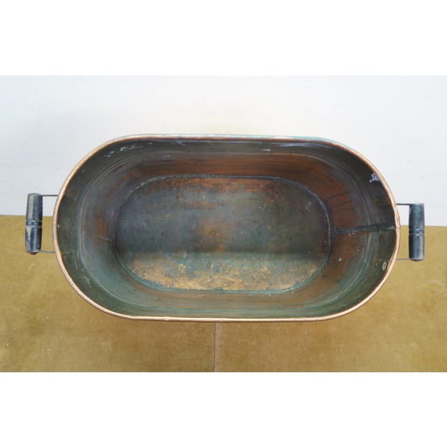 Copper Antique Galvanized Copper Boiler Wash Tub Farmhouse Fireplace Coal Log Bin Lid 24" For Sale - Image 8 of 16