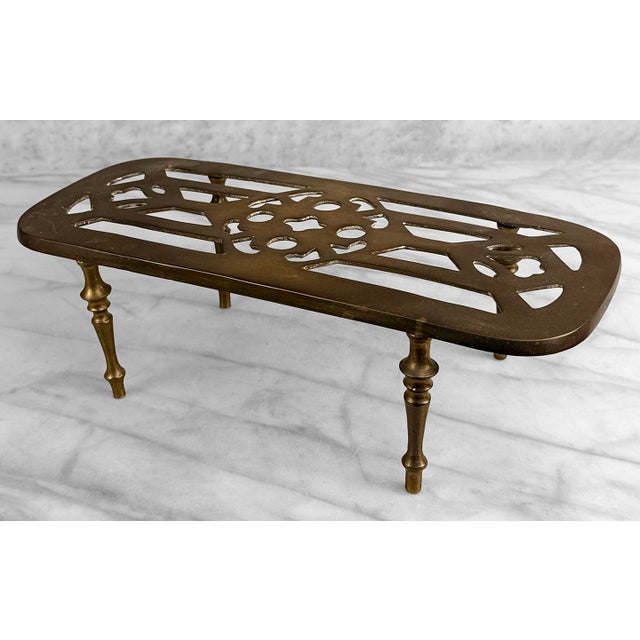 Vintage Traditional Brass Footed Plant Stand Trivet For Sale - Image 4 of 8