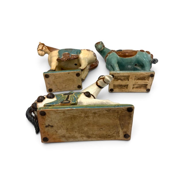 Set of Three Chinese Tang-Style Glazed Ceramic Horse Figures For Sale - Image 15 of 15