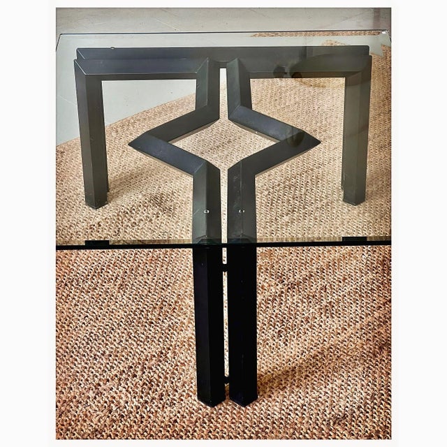 Postmodern Vintage Coffee Table in Metal with Glass Top, 1980s For Sale - Image 3 of 12