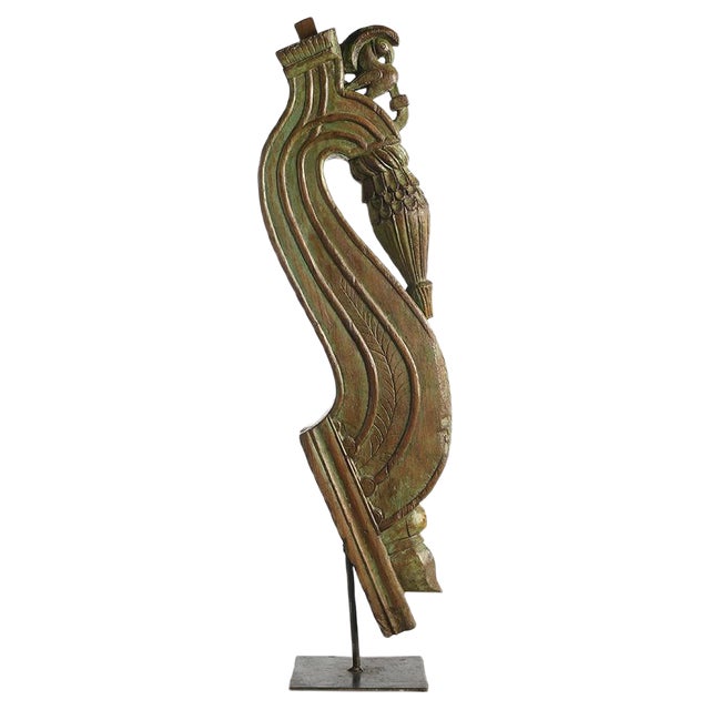 Teak Sculpture on Metal Stand, 1930s For Sale
