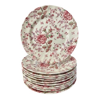 Johnson Bros Rose Chintz Dinner Plates England (9 3/4”) Set of 11 For Sale