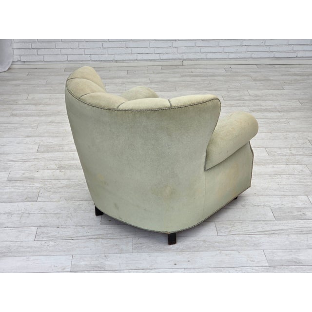 Danish Relax Armchair in Light Green Furniture Velour, 1970s For Sale - Image 15 of 18