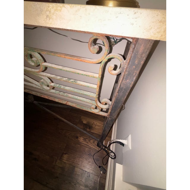 Farmhouse Late 19th Century Limestone Antique Iron Console For Sale - Image 3 of 11