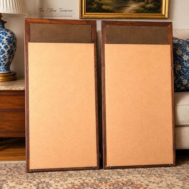 Wood Pair of Federal Style Trumeau Mirrors | Neoclassical Wall Mirrors | Traditional Decor For Sale - Image 7 of 10