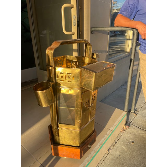 Vintage Mid Century Brass Dim Sum Cart For Sale In San Francisco - Image 6 of 10