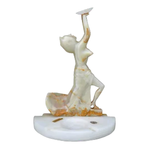 Unique Art Deco Style Onyx Sculpture Which May Be Used as a Candle Holder or Ashtray