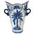 Chinoiserie Late 20th Century Tall Blue and White Chinoiserie Palm Tree Scalloped Vase For Sale - Image 3 of 8