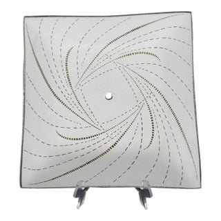 Vintage Mid-Century Modern Square Frosted Gold Glass Ceiling Light Cover Textured 14" Square Nos For Sale