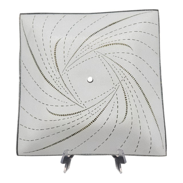 Vintage Mid-Century Modern Square Frosted Gold Glass Ceiling Light Cover Textured 14" Square Nos For Sale