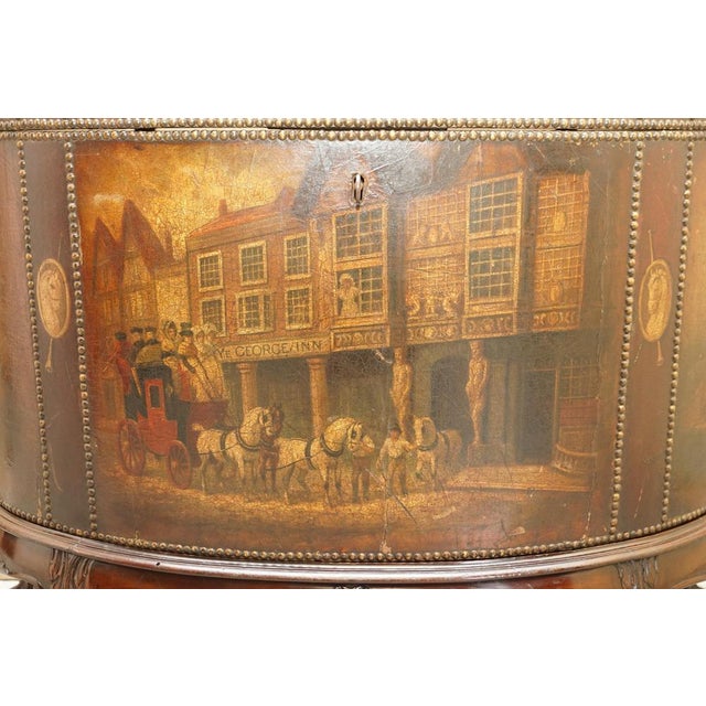 Brown Antique Painted Demi Lune Sideboard in Leather with Claw & Ball Feet For Sale - Image 8 of 18