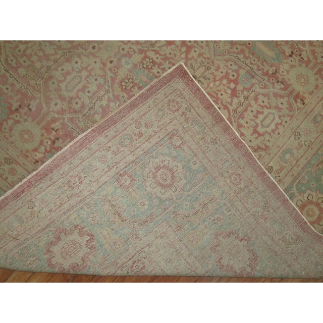 Early 20th Century Zabihi Collection Indian Amritsar Fine Pink Mint Green Rug - 11'2" x 14'2" For Sale - Image 9 of 10