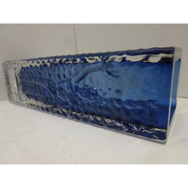 Mid Century Smålandshyttan Blue Glass Vase Josef Schott For Sale In Miami - Image 6 of 8