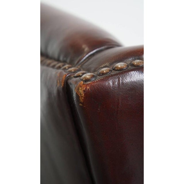 English Dark Sheepskin Wing Chair For Sale - Image 13 of 16