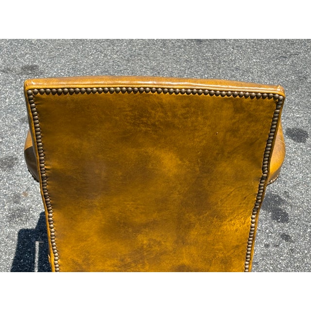 Very Fine 19th C. Georgian Style Leather Arm Chair in Ochre / Mustard / Green For Sale - Image 9 of 18