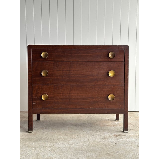 1930s Vintage Norman Bel Geddes for Simmons Steel Chest of Drawers With Removable Mirror & Brass Pulls, C. 1930s For Sale - Image 5 of 18
