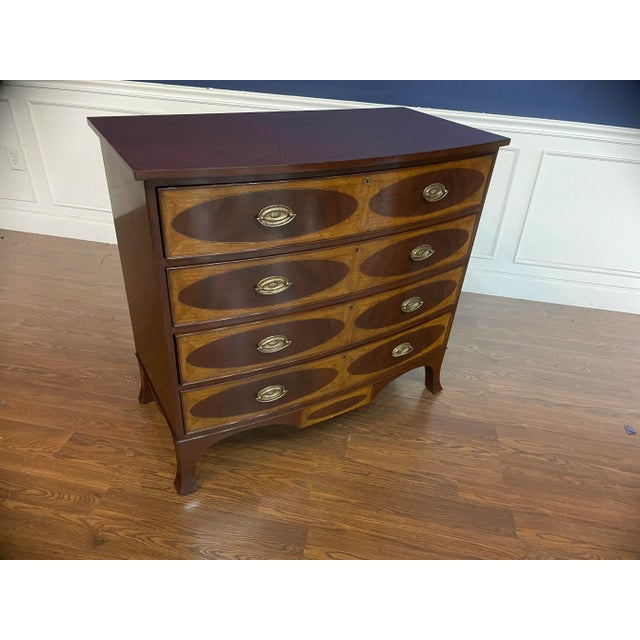 Leighton Hall Showroom Sample - Adams Style Bow Front Mahogany Chest For Sale - Image 10 of 12