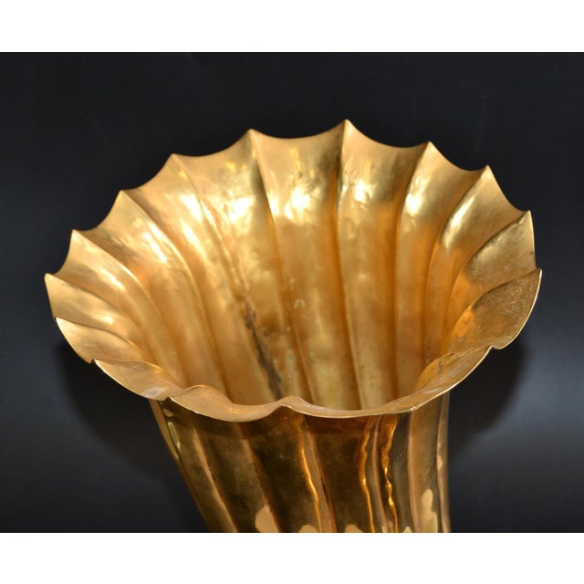 1940s Art Italian Gilt Bronze Cornucopia Vase Sea Serpent Decoration 20th Century For Sale - Image 5 of 13