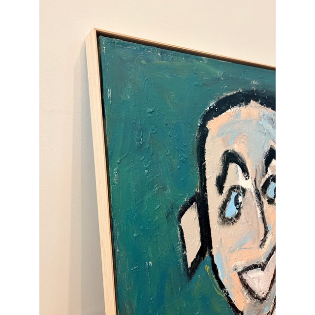 Blue Sarah Trundle, Abstract Figure/ Portrait Painting, "Sam I Am" For Sale - Image 8 of 9