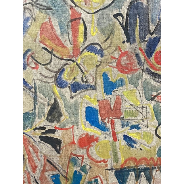 Wood 1960s "Flight of Fancy" Abstract Expressionist Oil Painting by Sara Skolinik, Framed For Sale - Image 7 of 13