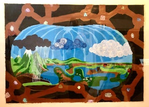 Scoli Acosta, Scoli Acosta Large Contemporary Mixed Media Painting LA Artist External Horizons, 2004