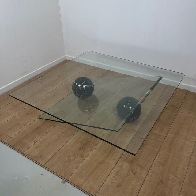 Asymmetrical Coffee Table in Glass and Marble from Roche Bobois, 1980s For Sale - Image 12 of 18