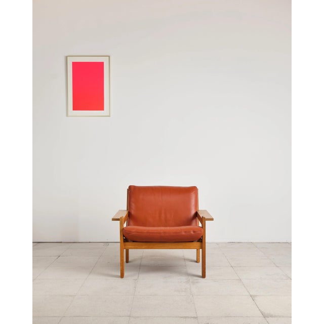 Brutalist Lounge Chair in Oak and Leather by Tage Poulsen, Denmark, 1970s For Sale - Image 4 of 16