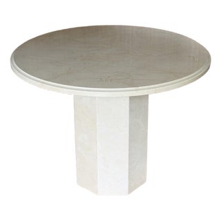 Late 20th Century Tall Vintage Cream Marble Table For Sale