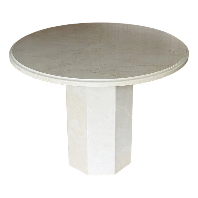 Late 20th Century Tall Vintage Cream Marble Table For Sale