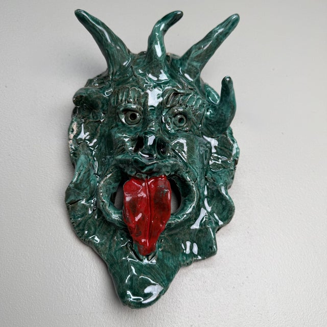 Green Ceramic Apotropaic Mask from Gennaro Condurso, Italy, 2010s For Sale - Image 6 of 8