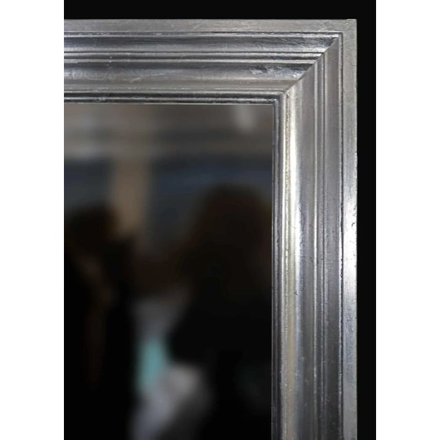 Contemporary Mirror With Beveled Glass With Silver Giltwood-Style Frame For Sale - Image 3 of 7