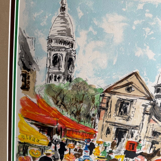 Signed & Numbered Limited Edition (31of 50) "Paris, La Place Du Tertre" a Montmartre II by French Artist Urbain Huchet (1930-2014) For Sale - Image 9 of 9