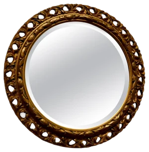 Carved Bevelled Gilt Round Wall Mirror, 1920