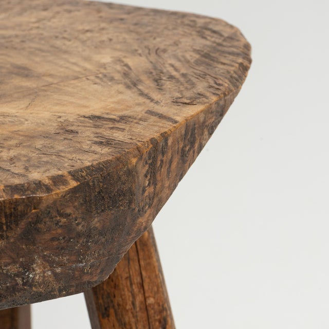 20th Century French Brutalist Oak Stool with Sculptural Form For Sale - Image 11 of 11
