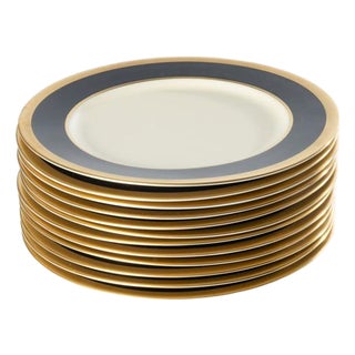 Gorham Cobalt Blue and Gold Rim Plates For Sale