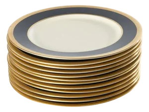 Gorham Cobalt Blue and Gold Rim Plates