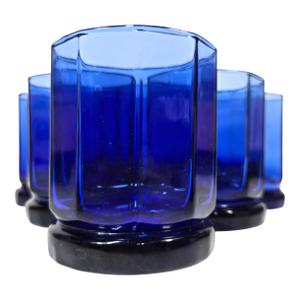 Cobalt Windowpane Double Old Fashioned Glasses- Set of Six