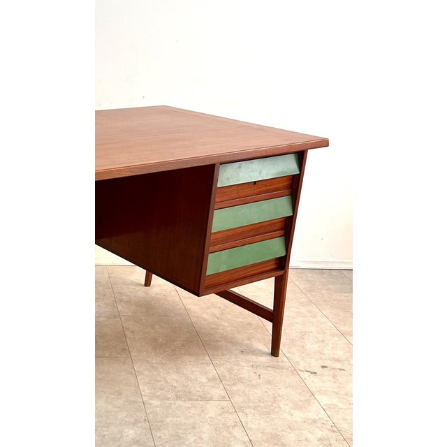 Mid-Century Modern Mahogany Desk and 6 Drawers, 1950s For Sale - Image 3 of 6