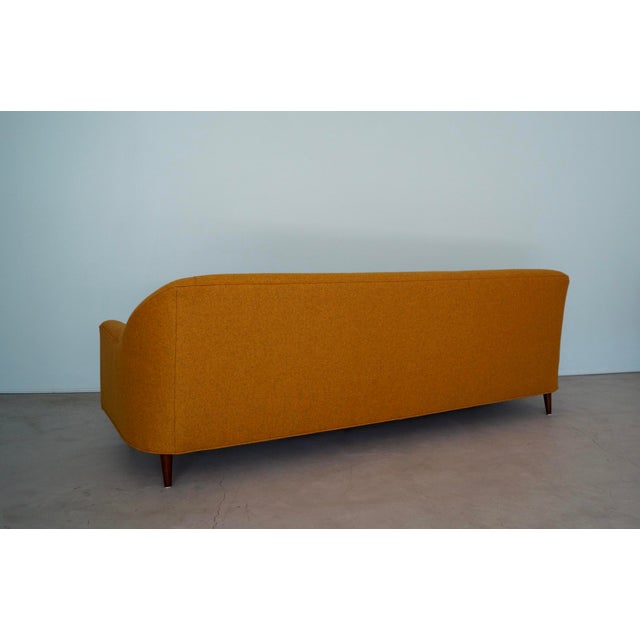 Mid Century Modern Sofa Reupholstered In Orange Wool Chairish