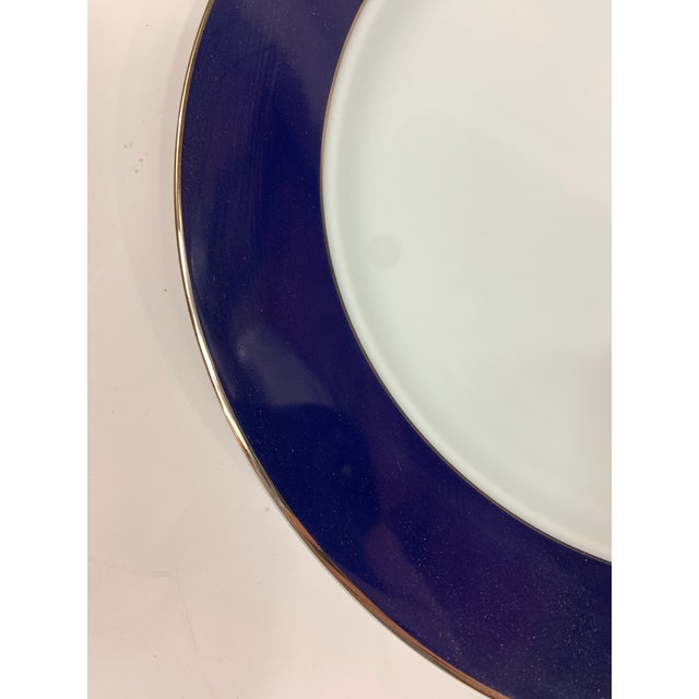 White Bernardaud Limoges "Opaline Navy" Banded Chargers-/ Plates Set of 6 For Sale - Image 8 of 9