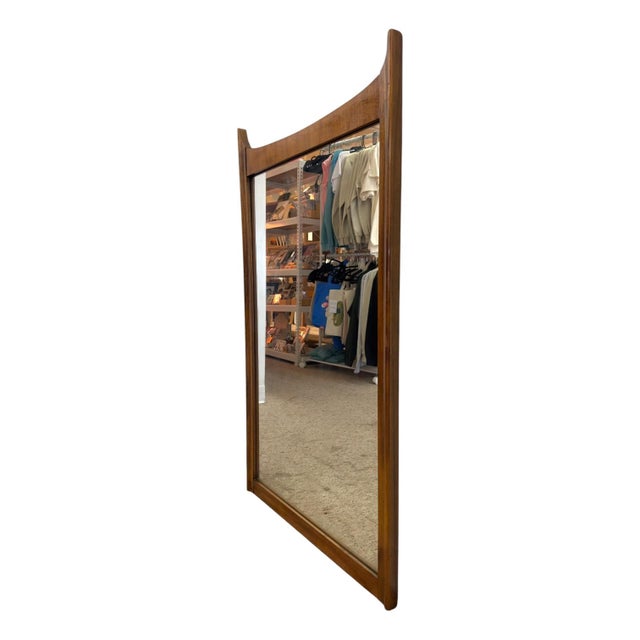1970s Vintage Mid-Century Modern Walnut Dresser Mirror. For Sale - Image 5 of 9