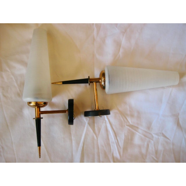 1970s French Mid-Century Modern Wall Sconces a Pair For Sale - Image 6 of 8