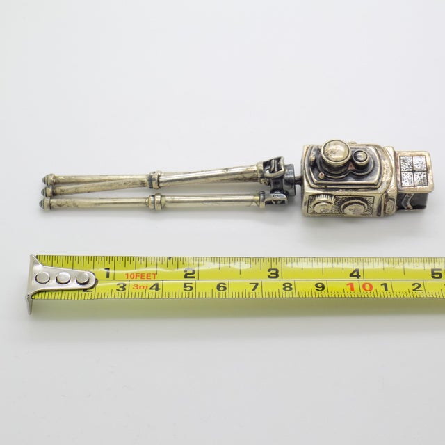 Vintage Italian Handmade Silver Tripod Camera Long Figurine, 1960s For Sale - Image 9 of 10