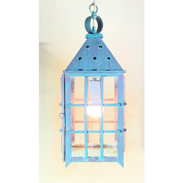 Rustic Vintage Solid Copper Hanging Lantern – Patina /Colonial/Rustic/Industrial For Sale - Image 3 of 16