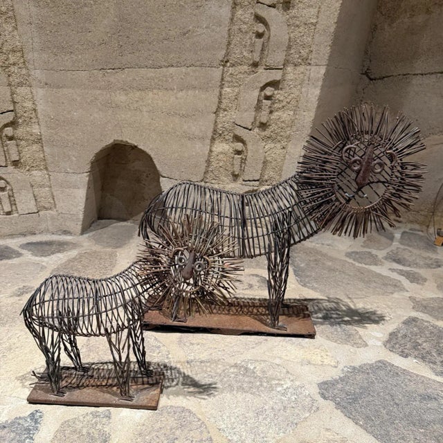 Mid-Century Patinated Iron Lion Sculptures by Curtis Jeré, Usa For Sale - Image 9 of 10